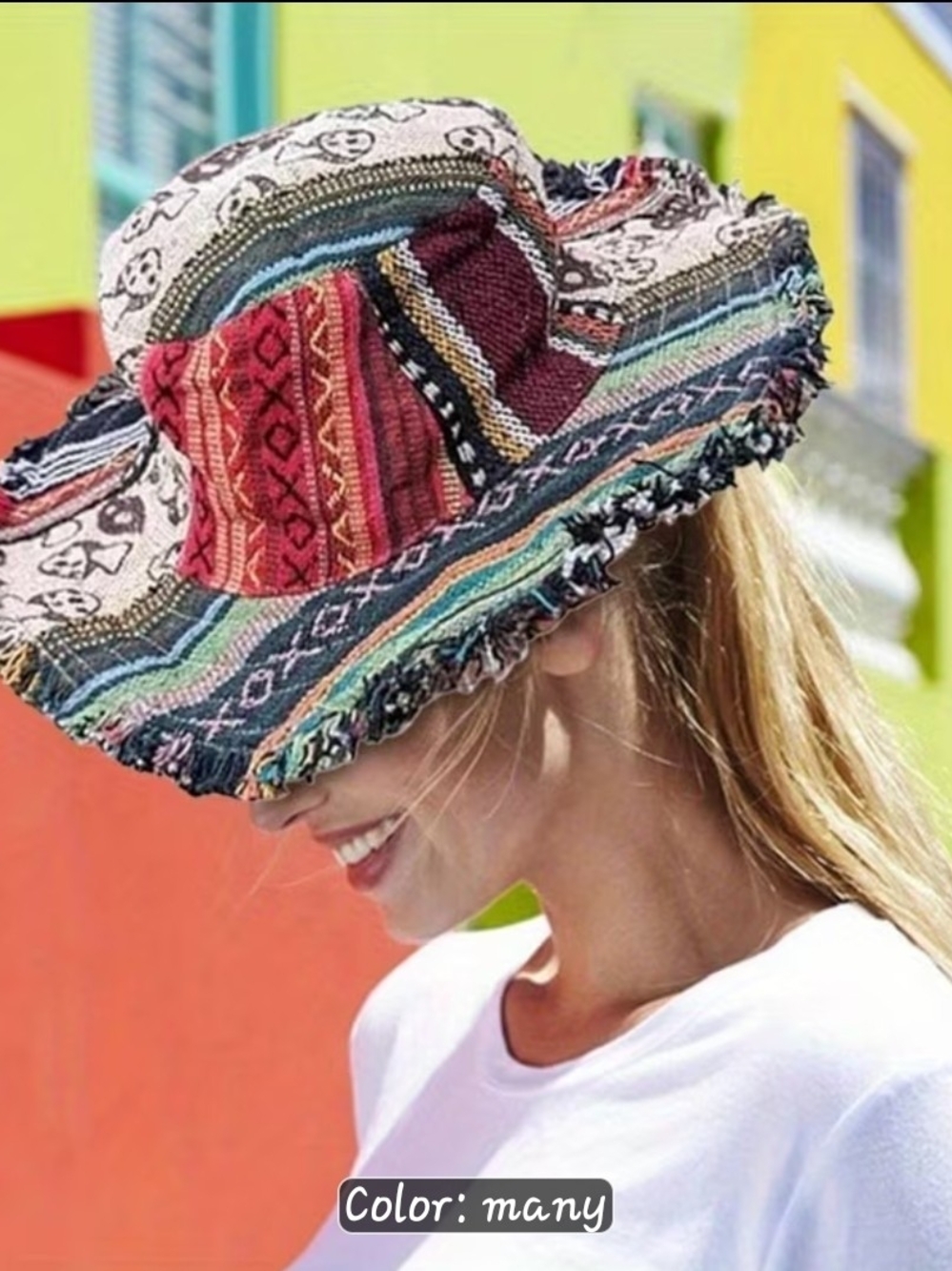Striped Multi-Color Boho Sun Hat - Picture 3 of 3